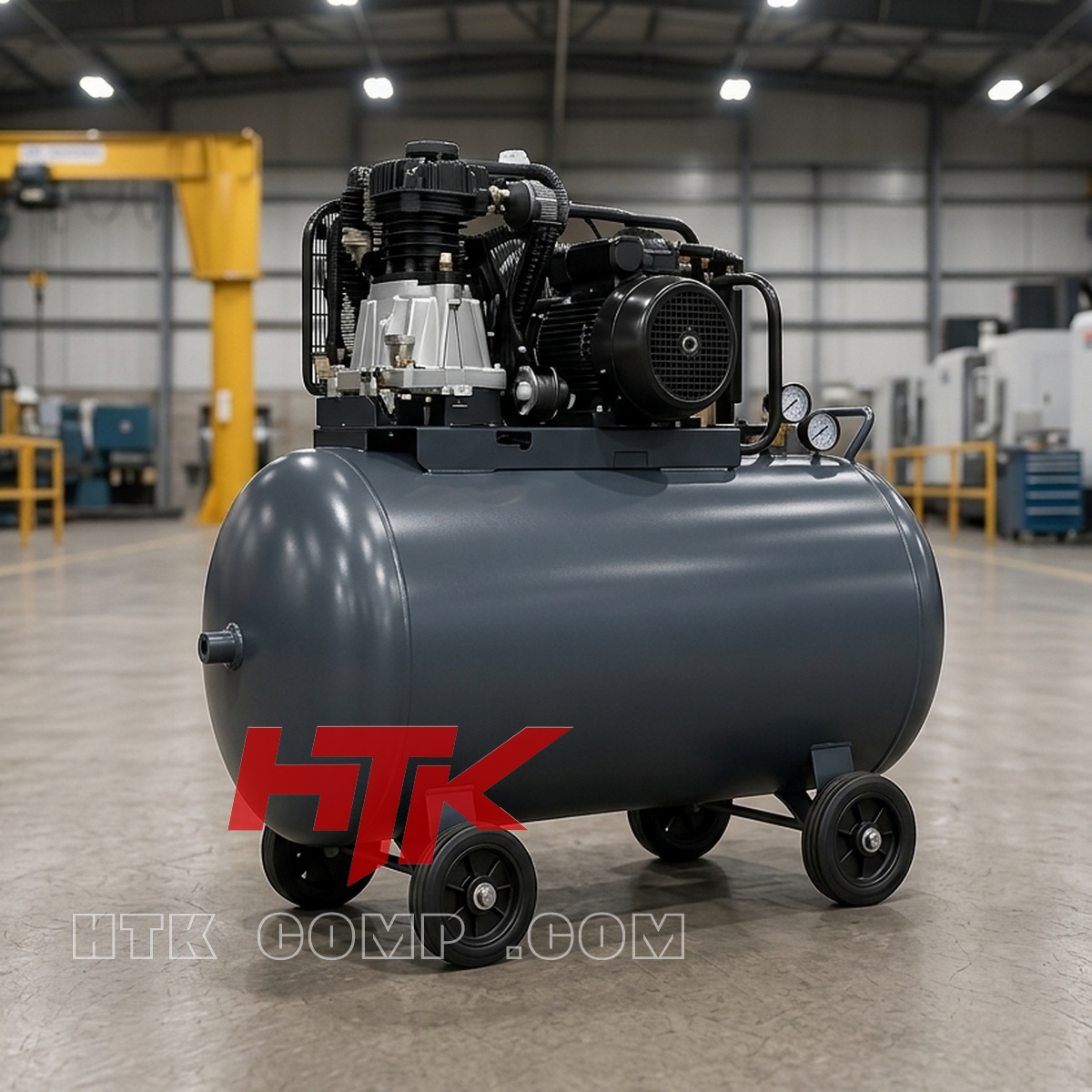 کمپرسور پیستونی 1.5 اسب بخار خوابیده 80 لیتری هوا تجهیز HTK کمپرسور پیستونی 1.5 اسب بخار خوابیده 80 لیتری هوا تجهیز HTK