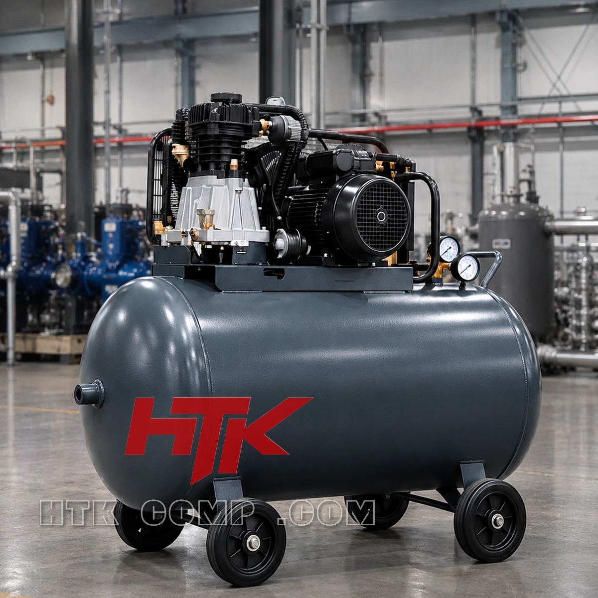 کمپرسور پیستونی 3 اسب بخار خوابیده 300 لیتری هوا تجهیز HTK کمپرسور پیستونی 3 اسب بخار خوابیده 300 لیتری هوا تجهیز HTK